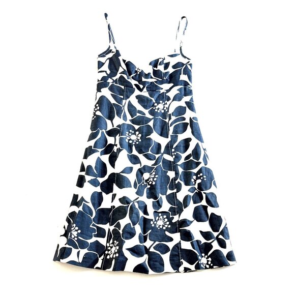 J. Crew Dresses & Skirts - J Crew linen sundress Size 0 blue cream floral A-line empire